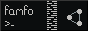 An 88x31 button. Text saying 'famfo' on the left. Underneath it is a commandline prompt. To the right are lines scrolling downwards and a symbol representing mesh networks